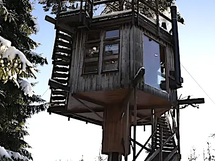Tour This 300 Sq Ft Rotating Treehouse In A Snowy Winter Forest